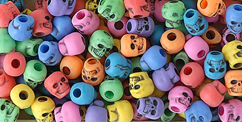 The Beadery 4-Ounce Bag of Skull Beads, Circus Multi with Black Antiquing - Image 4